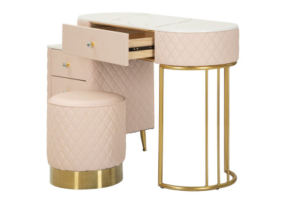 Coiffeuse Sharon Rose avec Pouf – Délicatesse Romantique 120 x 40 x 75 cm