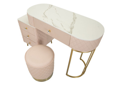 Coiffeuse Sharon Rose avec Pouf – Délicatesse Romantique 120 x 40 x 75 cm