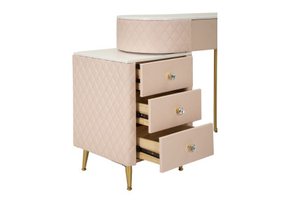 Coiffeuse Sharon Rose avec Pouf – Délicatesse Romantique 120 x 40 x 75 cm