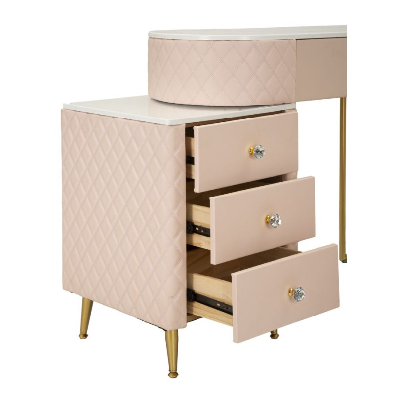 Coiffeuse Sharon Rose avec Pouf – Délicatesse Romantique 120 x 40 x 75 cm