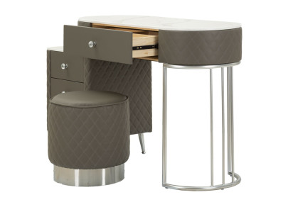 Coiffeuse Sharon Grise Pieds Argentés – Chic Métallisé 120 x 40 x 75 cm