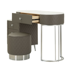 Coiffeuse Sharon Grise Pieds Argentés – Chic Métallisé 120 x 40 x 75 cm