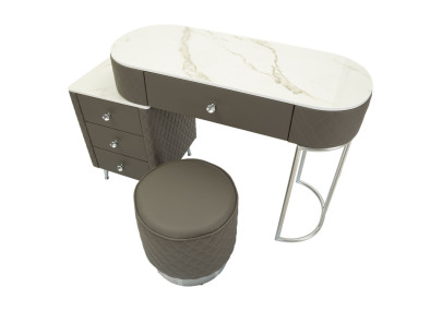 Coiffeuse Sharon Grise Pieds Argentés – Chic Métallisé 120 x 40 x 75 cm