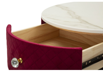 Coiffeuse Vellit Rouge avec Pouf – Élégance Passionnée Ø52 x 70 - Ø36 x 39 cm