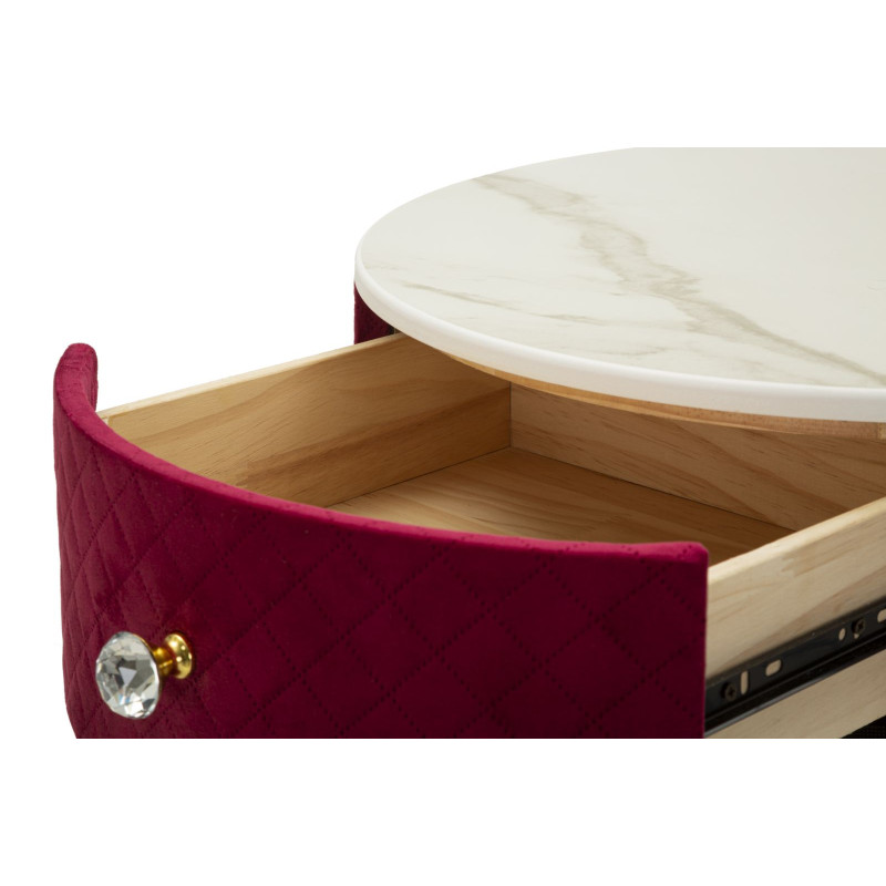 Coiffeuse Vellit Rouge avec Pouf – Élégance Passionnée Ø52 x 70 - Ø36 x 39 cm