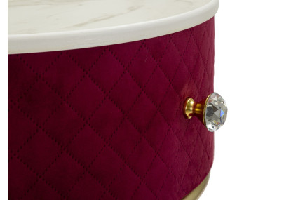 Coiffeuse Vellit Rouge avec Pouf – Élégance Passionnée Ø52 x 70 - Ø36 x 39 cm