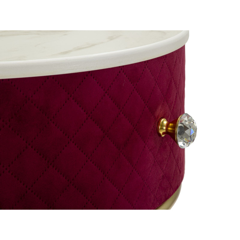 Coiffeuse Vellit Rouge avec Pouf – Élégance Passionnée Ø52 x 70 - Ø36 x 39 cm