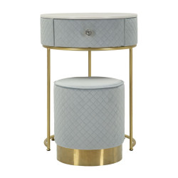 Coiffeuse Vellit Bleu Ciel avec Pouf – Fraîcheur Céleste Ø52 x 70 - Ø36 x 39 cm