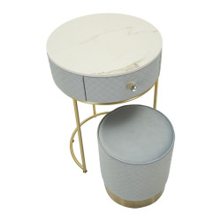 Coiffeuse Vellit Bleu Ciel avec Pouf – Fraîcheur Céleste Ø52 x 70 - Ø36 x 39 cm