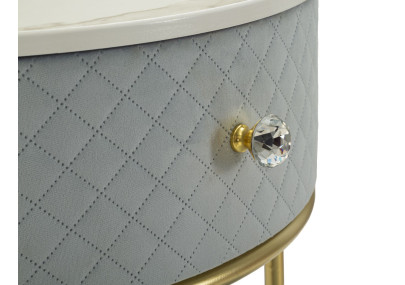 Coiffeuse Vellit Bleu Ciel avec Pouf – Fraîcheur Céleste Ø52 x 70 - Ø36 x 39 cm