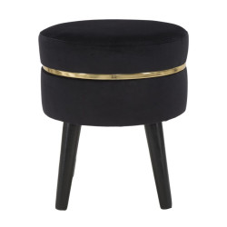 Pouf Paris Noir Ébène – Élégance Métropolitaine Ø35 x 40,5 cm