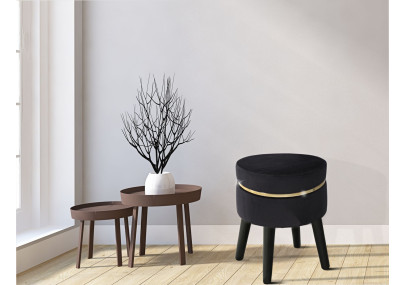 Pouf Paris Noir Ébène – Élégance Métropolitaine Ø35 x 40,5 cm