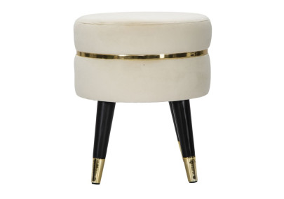 Pouf Paris Crème & Or – Lueur Dorée de la Ville Lumière Ø35 x 40,5 cm