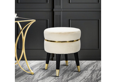 Pouf Paris Crème & Or – Lueur Dorée de la Ville Lumière Ø35 x 40,5 cm