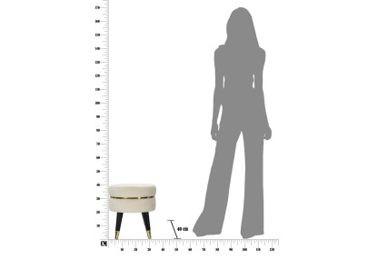 Pouf Paris Crème & Or – Lueur Dorée de la Ville Lumière Ø35 x 40,5 cm