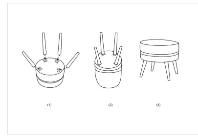Pouf Paris Crème & Or – Lueur Dorée de la Ville Lumière Ø35 x 40,5 cm