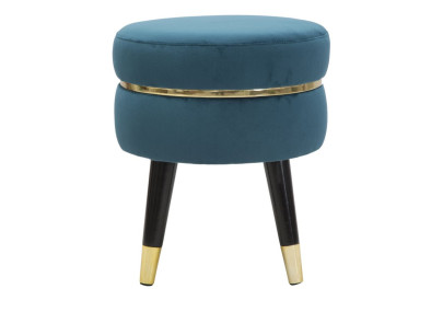 Pouf Paris Bleu Sarcelle & Or – Nuit Électrique sur la Seine Ø35 x 40,5 cm