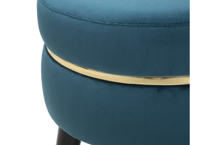 Pouf Paris Bleu Sarcelle & Or – Nuit Électrique sur la Seine Ø35 x 40,5 cm