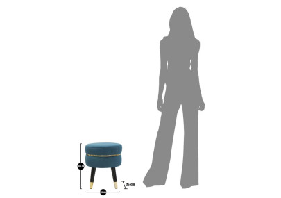 Pouf Paris Bleu Sarcelle & Or – Nuit Électrique sur la Seine Ø35 x 40,5 cm