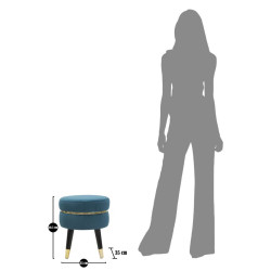 Pouf Paris Bleu Sarcelle & Or – Nuit Électrique sur la Seine Ø35 x 40,5 cm