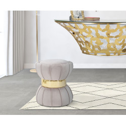 Pouf Fleur Gris – Jardin Urbain Ø40 x 44 cm