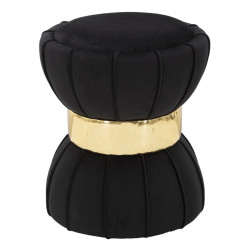 Pouf Fleur Noir – Élégance Nocturne Ø40 x 44 cm