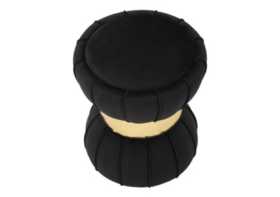 Pouf Fleur Noir – Élégance Nocturne Ø40 x 44 cm