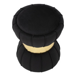 Pouf Fleur Noir – Élégance Nocturne Ø40 x 44 cm