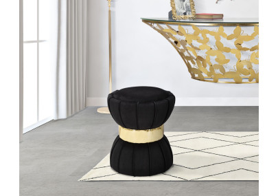 Pouf Fleur Noir – Élégance Nocturne Ø40 x 44 cm