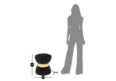 Pouf Fleur Noir – Élégance Nocturne Ø40 x 44 cm