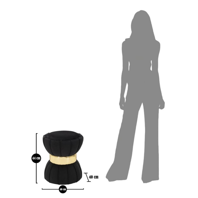 Pouf Fleur Noir – Élégance Nocturne Ø40 x 44 cm