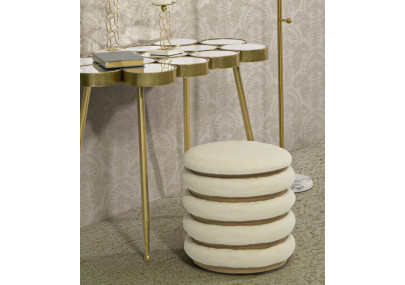 Pouf Damasco Line – Ondes Dorées Ø40 x 42 cm