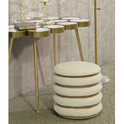 Pouf Damasco Line – Ondes Dorées Ø40 x 42 cm