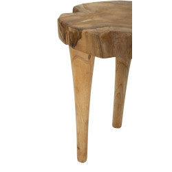 Pouf Kursi en Teck – Sculpture Vivante Ø35 x 45 cm