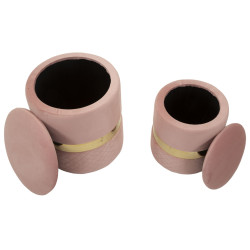 Pouf Coffre Sheffild Rose – Charme Romantique en Duo Ø37x42 - Ø28x35 cm