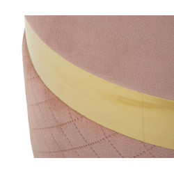 Pouf Coffre Sheffild Rose – Charme Romantique en Duo Ø37x42 - Ø28x35 cm