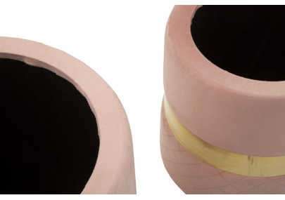 Pouf Coffre Sheffild Rose – Charme Romantique en Duo Ø37x42 - Ø28x35 cm