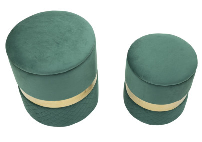 Pouf Coffre Sheffild Vert – Esprit Nature en Duo Ø37x42 - Ø28x35 cm