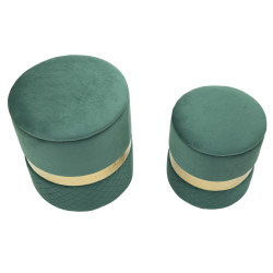 Pouf Coffre Sheffild Vert – Esprit Nature en Duo Ø37x42 - Ø28x35 cm