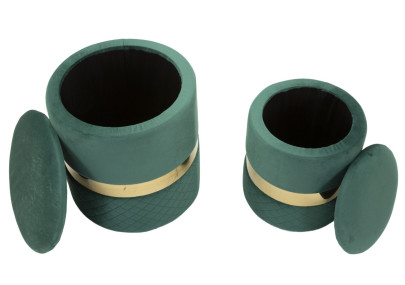 Pouf Coffre Sheffild Vert – Esprit Nature en Duo Ø37x42 - Ø28x35 cm