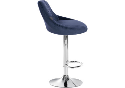 Sgabello da bar Lazio Velvet blu,cromo