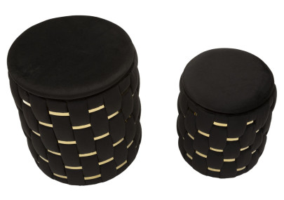 Pouf Coffre Shanty Noir – Modernité Absolue Ø37x42 - Ø28x35 cm