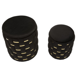 Pouf Coffre Shanty Noir – Modernité Absolue Ø37x42 - Ø28x35 cm