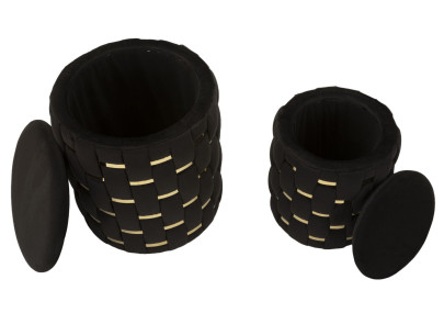 Pouf Coffre Shanty Noir – Modernité Absolue Ø37x42 - Ø28x35 cm