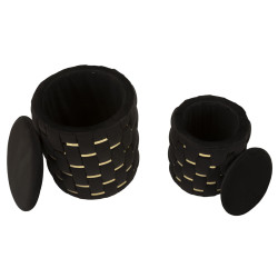 Pouf Coffre Shanty Noir – Modernité Absolue Ø37x42 - Ø28x35 cm