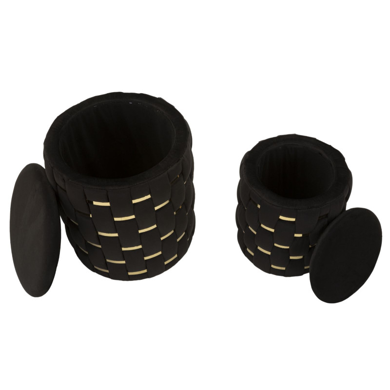 Pouf Coffre Shanty Noir – Modernité Absolue Ø37x42 - Ø28x35 cm