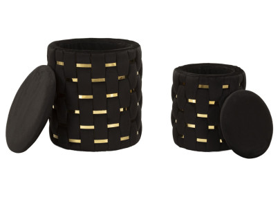 Pouf Coffre Shanty Noir – Modernité Absolue Ø37x42 - Ø28x35 cm