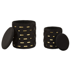 Pouf Coffre Shanty Noir – Modernité Absolue Ø37x42 - Ø28x35 cm