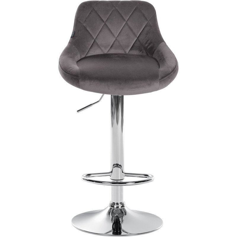 Tabouret de bar Lazio en velours, chromé gris