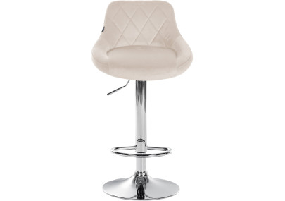 Tabouret de bar Lazio en velours, chromé, crème